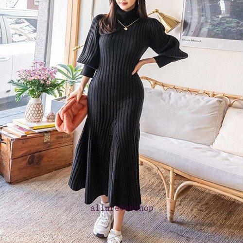 デート レディース ファッション クリスマス ワンピース 代 30代 40代 50代 きれいめ 上品 女性 カジュアル 秋 冬 ニット リブ 長袖 最安値挑戦