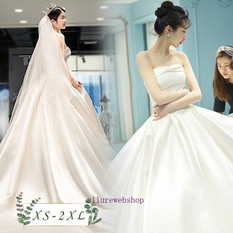 ウェディングドレス 二次会ドレス サテン全体 白ワンピース パーティードレス 森ガール 結婚式 二次会 披露宴 エレガント 旅行撮影ドレス 海外挙式 Allby Allure Webshop 通販 Yahoo ショッピング