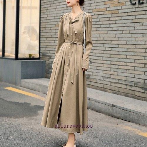 値引 30代 代 ファッション レディース ワンピース 40代 春秋 リボン 大人きれい 襟付き 長袖 ロング丈 ギャザーワンピース 春 秋 女性 50代 ワンピース サイズ 2xl Www Collectiviteslocales Fr