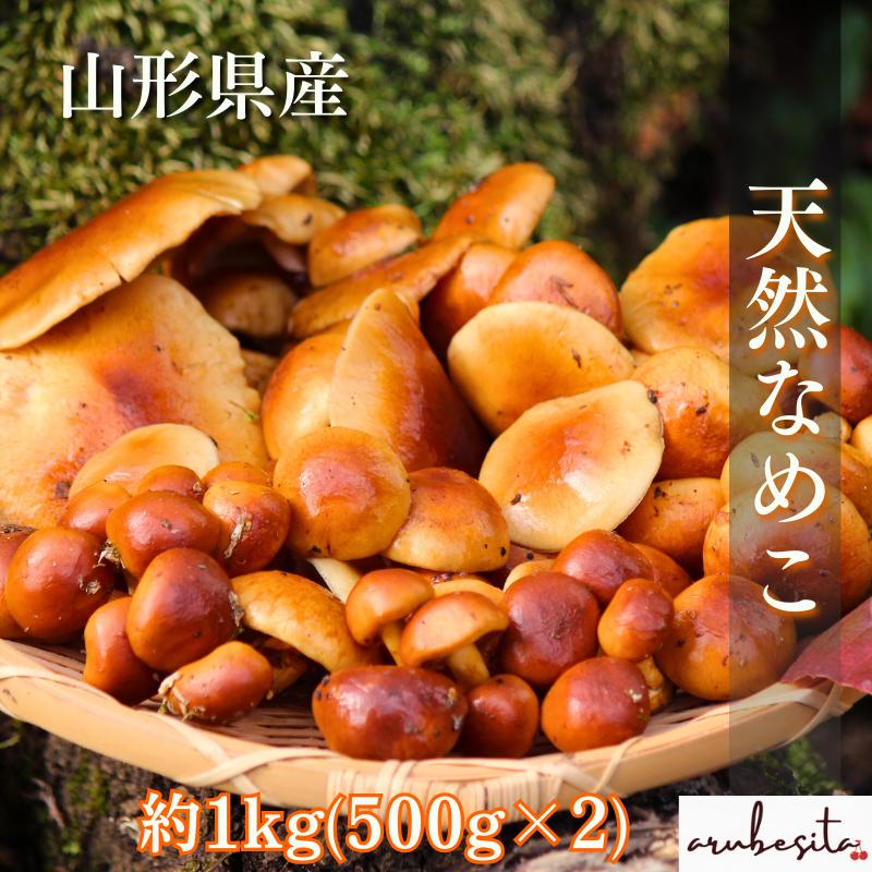 予約□山形県産 超希少 天然なめこ 約1kg (500g×2袋) 12月上旬頃