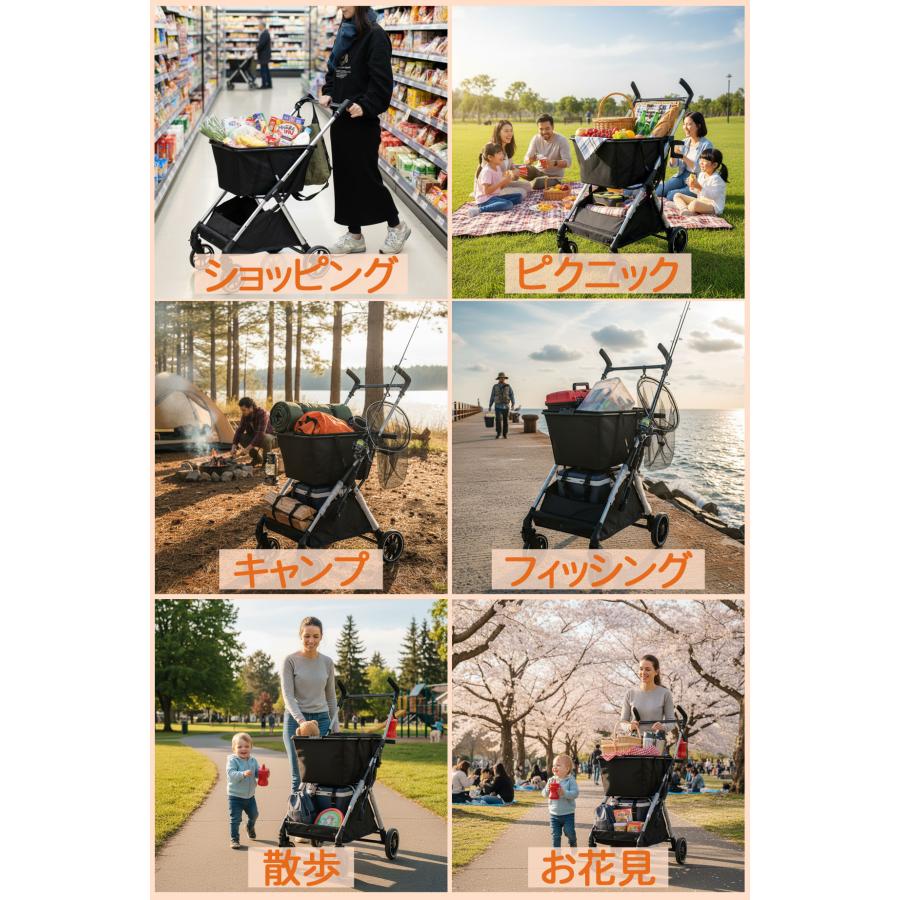 折りたたみ式ショッピングカート ブラック MiMoCa ショッピングカート 折りたたみ コンパクト 軽量 4輪 袋詰め