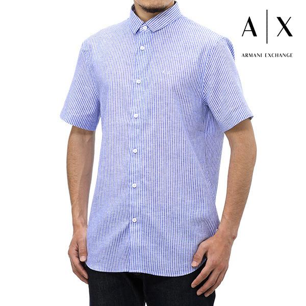 超特価sale開催 アルマーニエクスチェンジ Armani Exchange 半袖シャツ メンズシャツ スカイブルー ホワイト ブランド ギフト バレンタイン プレゼント Ax 044 半袖 サイズ S Panero Shop