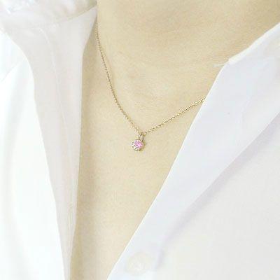PT850プチダイヤ、ピンクトルマリンネックレス