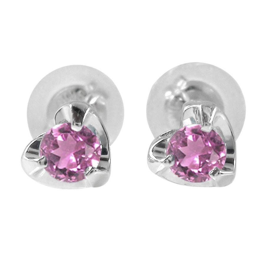 ピアス ハートモチーフ ピアス 18金 ピンクサファイア 9月 誕生石 スタッド シリコンキャッチ付き レディース 2023 ピアス Un peu アン