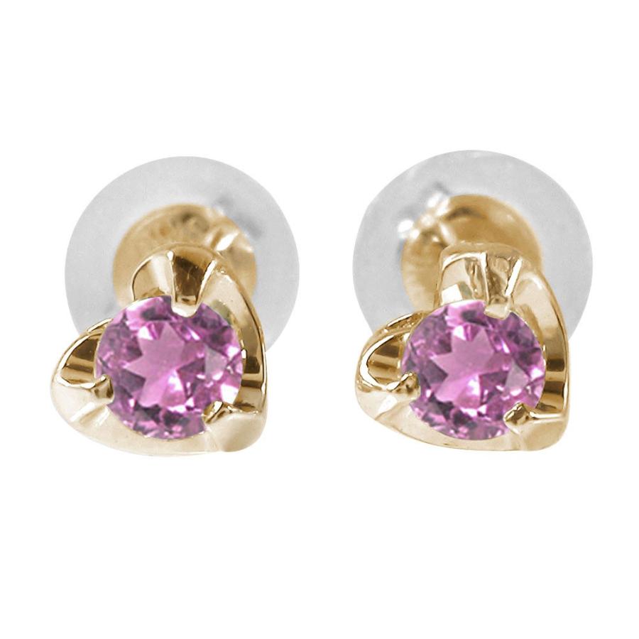 ピアス ハートモチーフ ピアス 18金 ピンクサファイア 9月 誕生石 スタッド シリコンキャッチ付き レディース 2023 ピアス Un peu アン