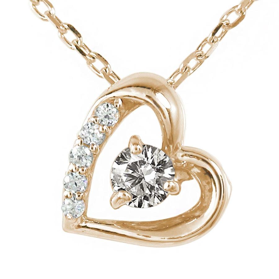 ネックレス ハート 4月 誕生石 ネックレス ダイヤモンド 10金 微笑み 笑顔 モチーフ プチペンダント ダイヤモンド カラーストーン レディース お祝い