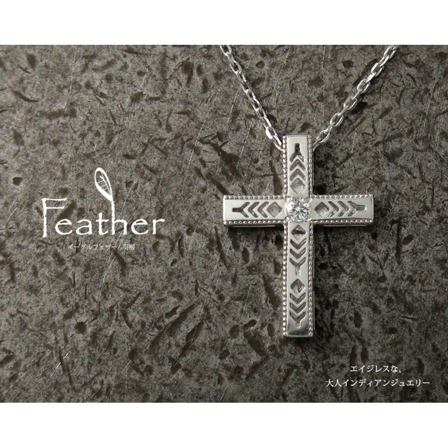 ネックレス シルバー インディアン 誕生石 クロス フェザー SILVER 925 