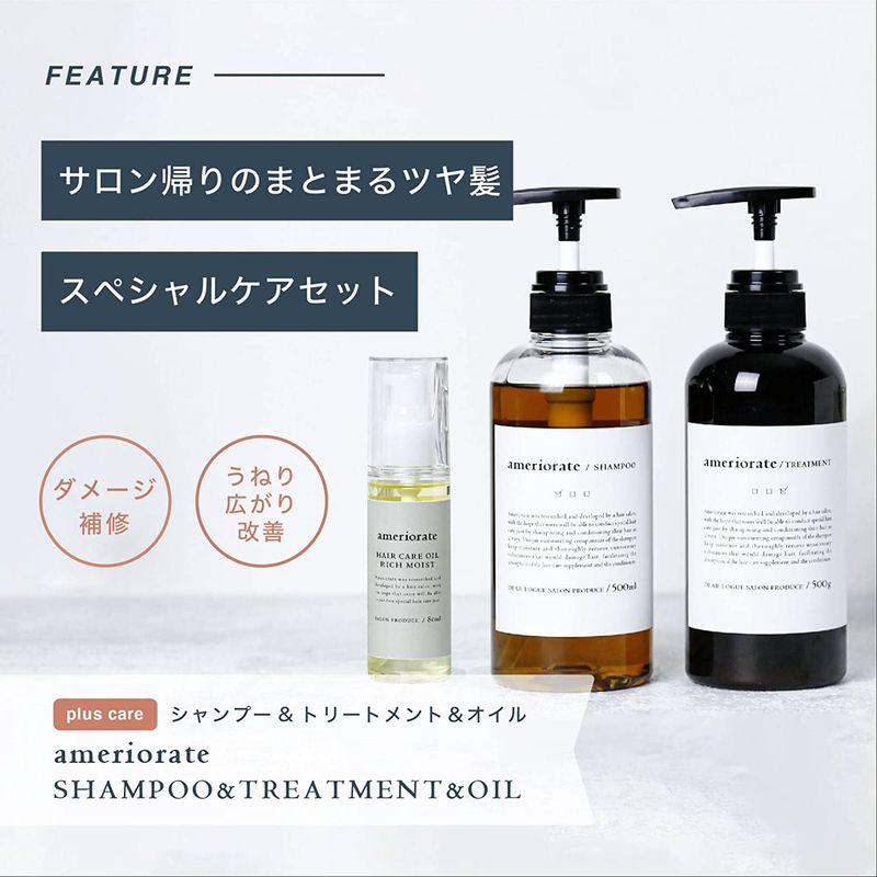 美容室の仕上がりをお家でも再現アメリオレイト シャンプー&トリートメント+リッチオイル 優しく上品なフルーティフローラルの香り 高級 感のあ シャンプー アメリオレイト ヘアケアオイルリッチモイスト 80ml ameriorate 美容室 専売品 トリートメント うねり ヘアオイル トリートメント ヘアーオイル 乾いた髪 ツヤ オイル 高保湿 いい香り ヘアオイルくせ毛 洗い流さない トリートメントオイル くせ毛トリートメント