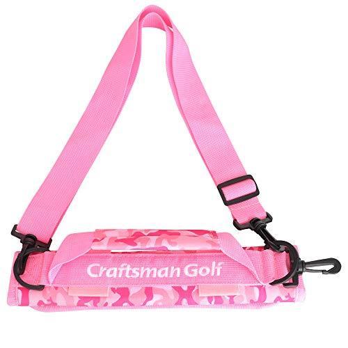 ゴルフクラブ収納ホルダー バッグ ケース コンパクトキャリー 9本収納可 ティー収納 軽量 引出物 フック付き ピンク迷彩 マジックテープ開閉 練習用