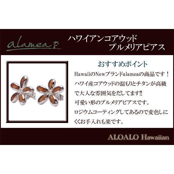 ハワイアンジュエリー ピアス シルバー925 aumakua コアウッド プルメリア ピアス ロジウムコーティングの画像