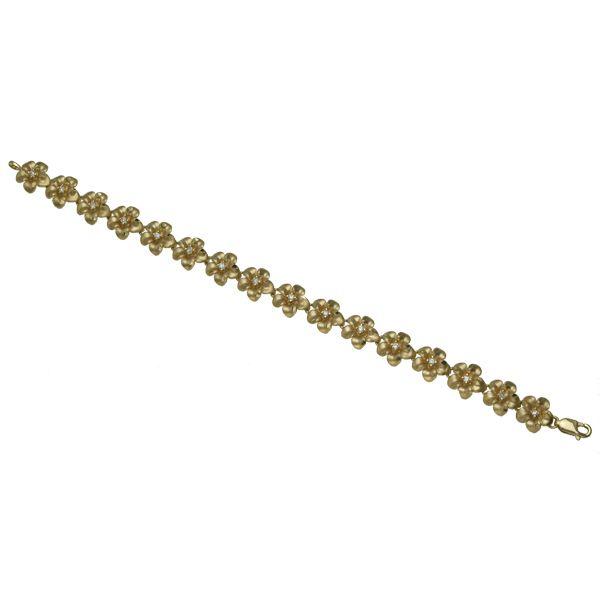 ハワイアンジュエリー 14K イエローゴールド プルメリア ブレスレット 