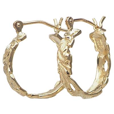 ハワイアンジュエリー ピアス イヤリング 14ｋ イエロー ピンク ホワイト グリーン ゴールド プルメリア スクロール フープ ピアス レディース メンズの画像