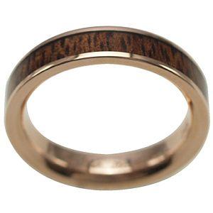 ハワイアンジュエリー リング 指輪 alamea 14K ピンクゴールド 4mm コアウッドリング 刻印の画像