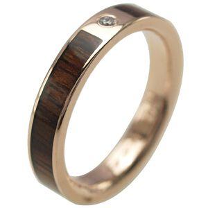ハワイアンジュエリー リング 指輪 alamea 14K ピンクゴールド 4mm コアウッド ダイヤモンド リングの画像