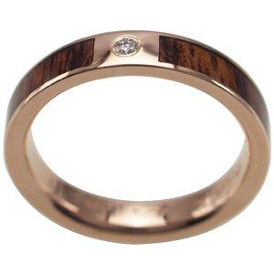 ハワイアンジュエリー リング 指輪 alamea 14K ピンクゴールド 4mm コアウッド ダイヤモンド リングの画像