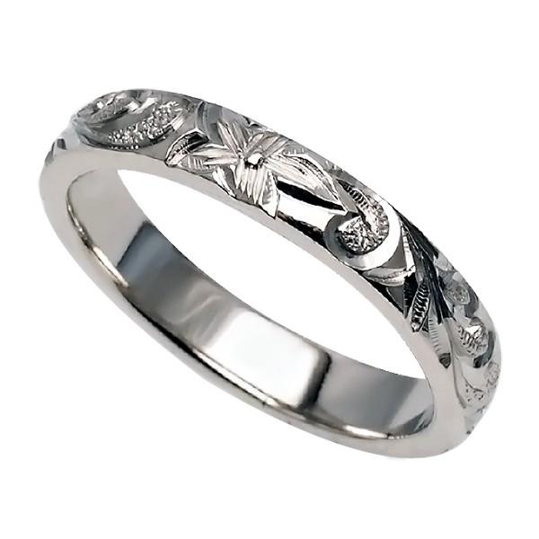 ハワイアンジュエリー リング 指輪 オーダーメイド 1.75mm厚 幅3mm プラチナ950 バレルリング ハワイ製 結婚指輪｜aloalo