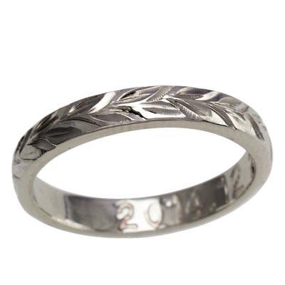 ハワイアンジュエリー リング 指輪 オーダーメイド 1.25mm厚 幅3mm フラットリング プラチナ950 ハワイ製 結婚指輪の画像