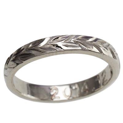 ハワイアンジュエリー リング 指輪 オーダーメイド 1.25mm厚 幅3mm フラットリング プラチナ950 ハワイ製 結婚指輪の画像