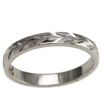 ハワイアンジュエリー リング 指輪 オーダーメイド 1.25mm厚 幅3mm フラットリング プラチナ950 ハワイ製 結婚指輪の画像