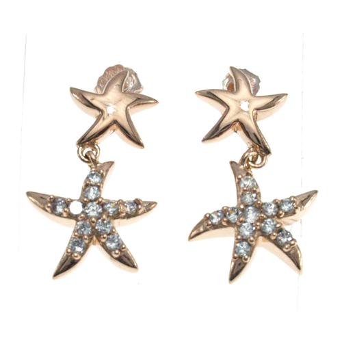 ハワイアンジュエリー ピアス 14K ゴールド ジルコニア スターフィッシュ ピアス ヒトデの画像