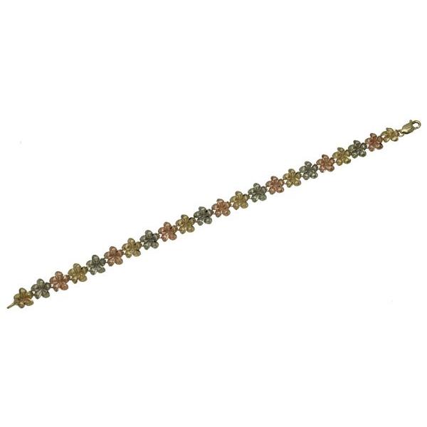 ハワイアンジュエリー　プルメリア ブレスレット 14K スリーゴールド ハワイアンジュエリー 14K 3カラー ゴールド プルメリア ブレスレット