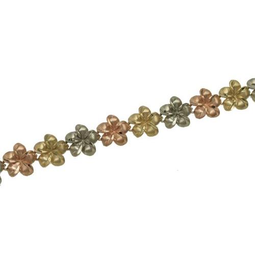 ハワイアンジュエリー　プルメリア ブレスレット 14K スリーゴールド ハワイアンジュエリー 14K 3カラー ゴールド プルメリア ブレスレット
