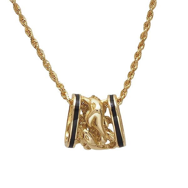 ハワイアンジュエリー ペンダント トップ  14K ゴールド プルメリア ドルフィン イルカ 両面デザインの画像