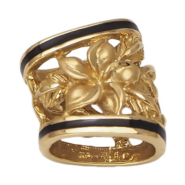 ハワイアンジュエリー ペンダント トップ  14K ゴールド プルメリア ドルフィン イルカ 両面デザインの画像
