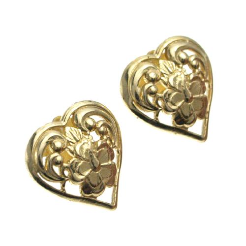 ハワイアンジュエリー ピアス 14K ゴールド スカシ トロピカル ハート ピアス