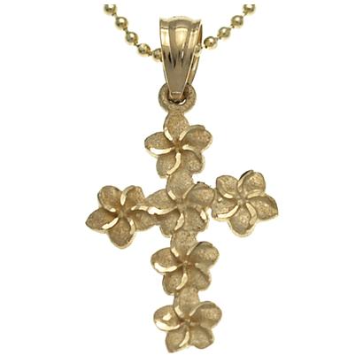 【hoo】鍛造ハワイアンジュエリー [手彫り] プルメリアクロス　ペンダント hoo】鍛造ハワイアンジュエリー [手彫り] プルメリアクロス ペンダント