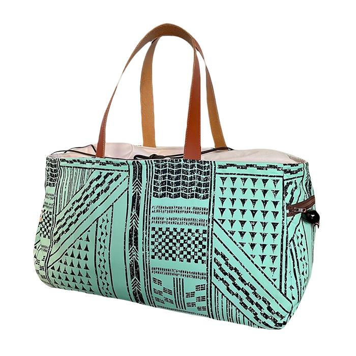 フラダンス ボストンバッグ ハナリマ ハワイアンファブリックの巾着