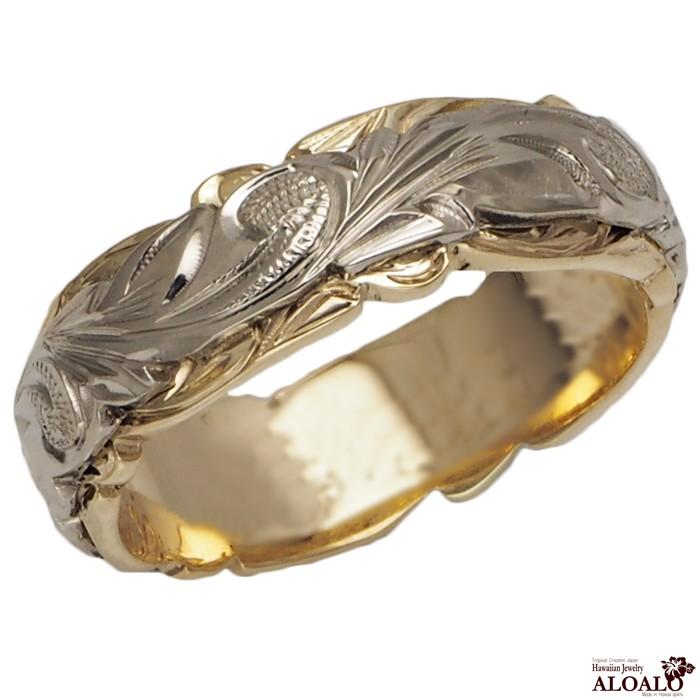 ハワイアンジュエリー リング 指輪 オーダーメイド 幅6mm 14K ハワイアンジュエリー リング 指輪 オーダーメイド 幅6mm 14K