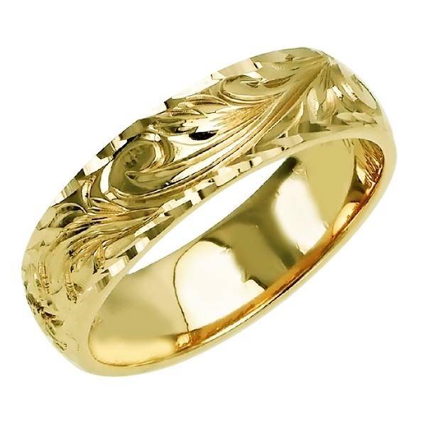 ハワイアンジュエリー リング 指輪 結婚指輪 オーダーメイド 基本の1.5mm厚 幅6mm 14k グリーンゴールド バレルリング｜aloalo｜04