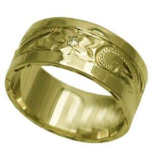 ハワイアンジュエリー リング 指輪 結婚指輪 オーダーメイド 基本の1.25mm厚 幅8mm 14k グリーンゴールド フラット スペシャルプレーン｜aloalo