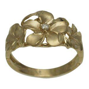 ハワイアンジュエリー リング 指輪 14k ゴールド 3プルメリア