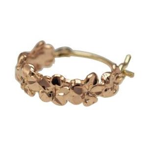 ハワイアンジュエリー ピアス 14k ゴールド プルメリア フープピアス ハワイ製の画像