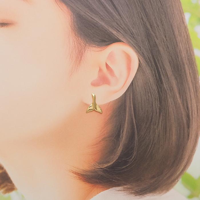 ハワイアンジュエリー ピアス 14K イエロー ゴールド ホエールテール