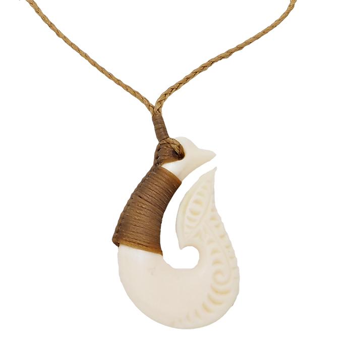 フィッシュフック ボーンカーヴィング マオリヘイマタウ ネックレス