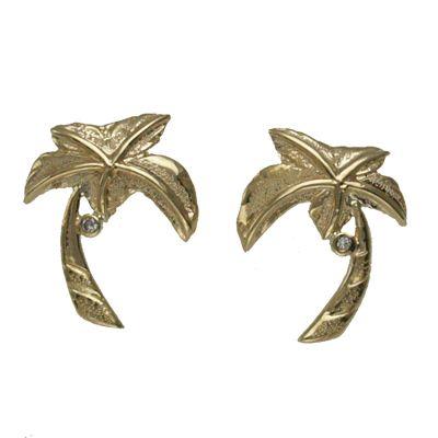 ハワイアンジュエリー ピアス 14K イエローゴールド パームツリー