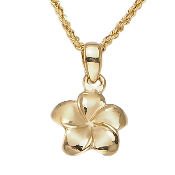 ファッションの In Made Hawaii 当店ハワイ工場のオリジナル プルメリアトップ トップ ペンダント ゴールド 14k ハワイアンジュエリー レディースアクセサリー