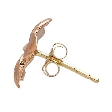 ハワイアンジュエリー ピアス 14K イエロー ピンク ゴールド プルメリア ピアス 花 ハワイ製の画像