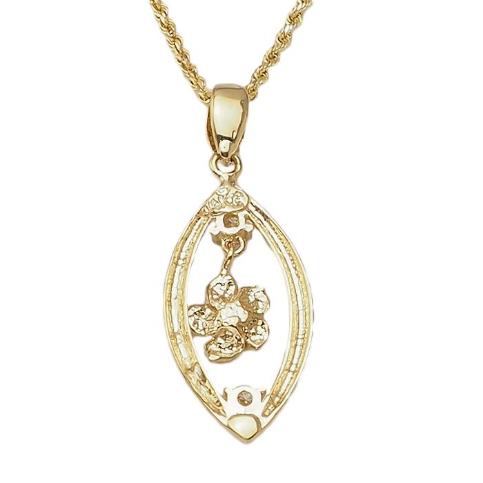 ハワイアンジュエリー 14K ゴールド ペンダント トップ プルメリア ダイヤモンド トップの画像