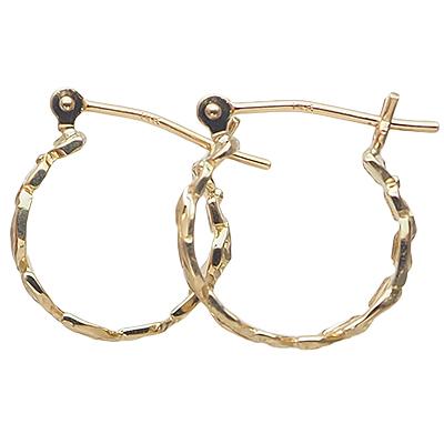 ハワイアンジュエリー ピアス 14ｋ イエロー ピンク ホワイト グリーン ゴールド プルメリア カットアウト マイレリーフ フープ ピアス レディース メンズの画像