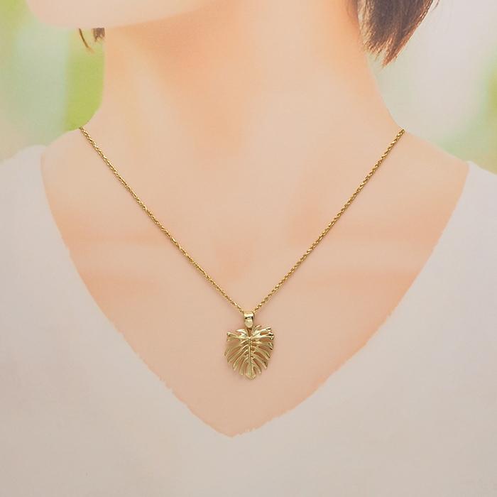 ハワイアンジュエリー ペンダント 14K イエローゴールド モンステラの画像