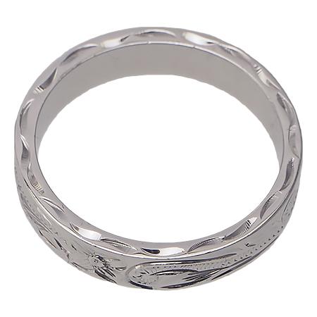 ハワイアンジュエリー ペアリング 指輪 シルバー925 4mm フラット ミディアムウェイト スクロール リング　ロジウムコーティング 細めの画像