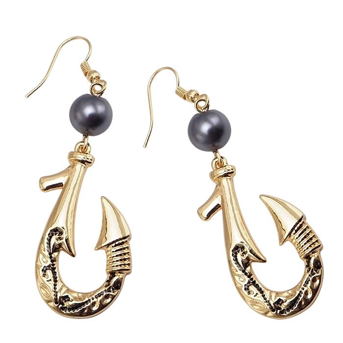 ピアス イヤリング ポリネシアン フィッシュフック 釣り針 ハワイアン