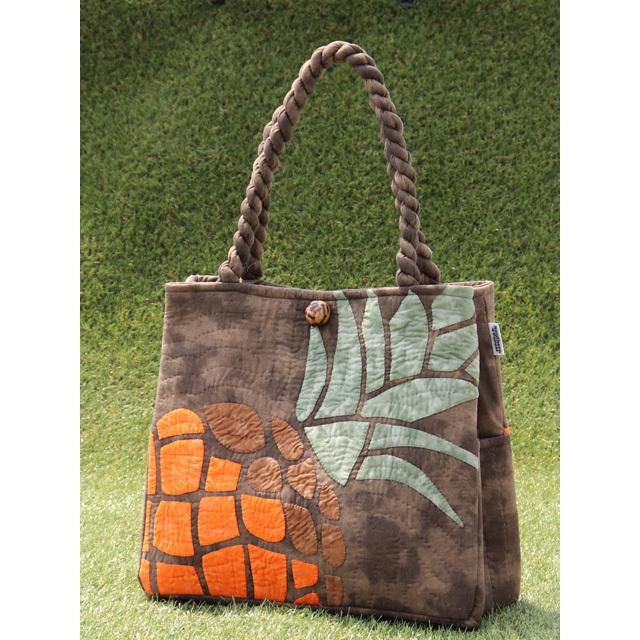 ハワイアンキルトバッグ（パイナップル） ハワイアンキルト 新スタンダード バッグ リアルパイナップル オレンジ