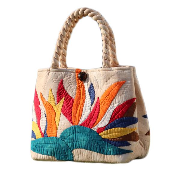 ハワイアンキルトバッグ サザンフォレストのむら染め本格ハワイアン  