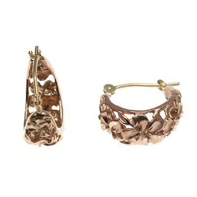 ハワイアンジュエリー　ピアス　パール　バロック　プルメリア　ピンクゴールド ハワイアンジュエリー ピアス 14K ピンクゴールド プルメリア