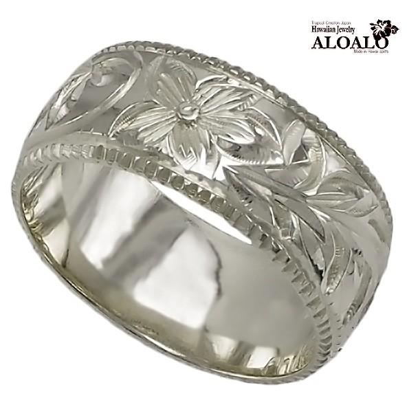 ハワイアンジュエリー リング 指輪 結婚指輪 オーダーメイド 重厚な立体感2mm厚 幅8mm 14k ホワイトゴールド バレルリング_2